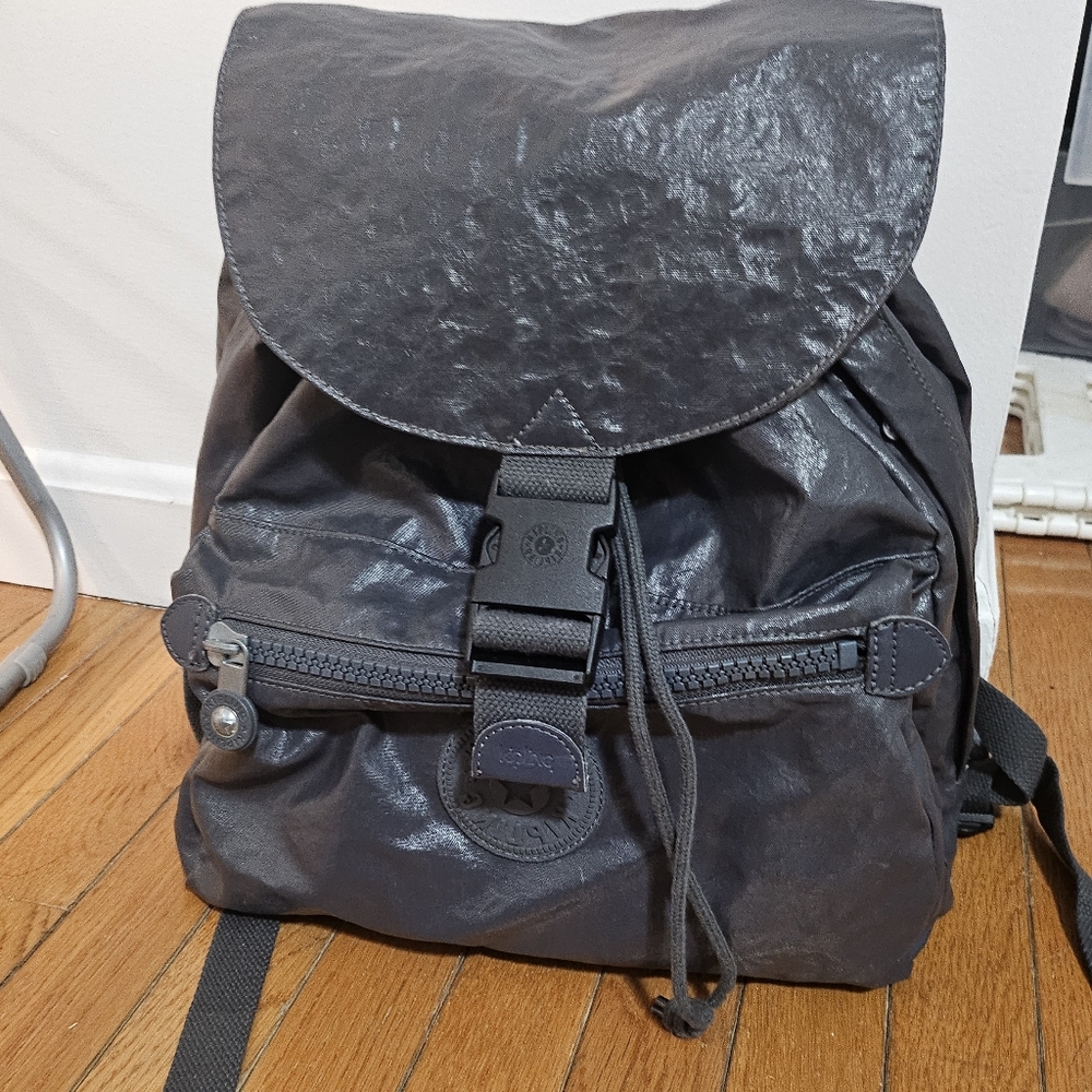 Silver Metal Kipling Backpack